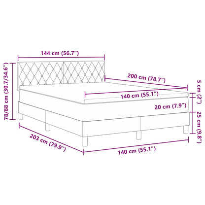 Postel S Boxspringem S Čelo Světle Šedá 140 X 200 Cm Samet