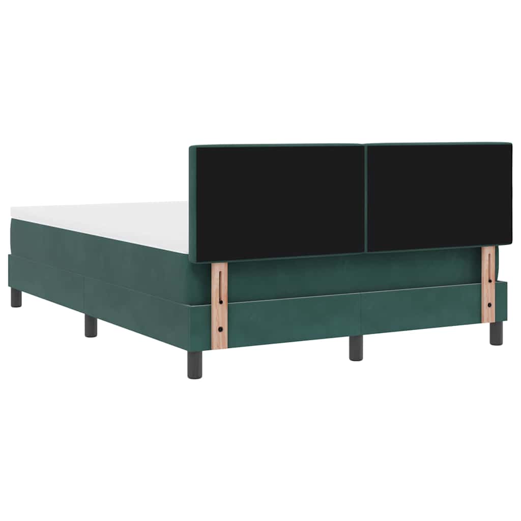 Postel S Boxspringem S Čelo Tmavě Zelená 140 X 200 Cm Samet