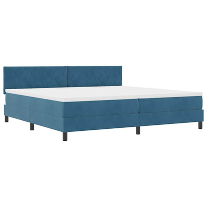 Postel S Boxspringem S Čelo Tmavě Modrá 200 X 200 Cm Samet