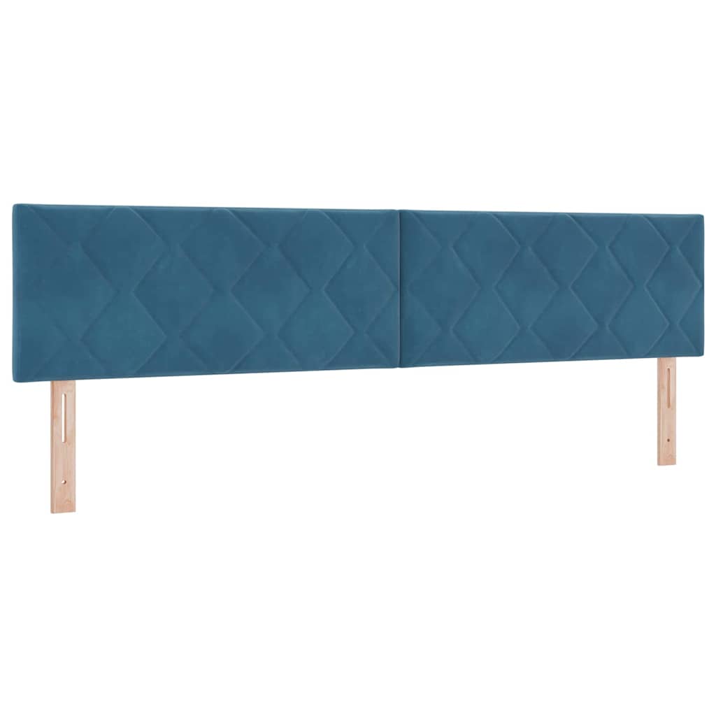 Postel S Boxspringem S Čelo Tmavě Modrá 200 X 200 Cm Samet