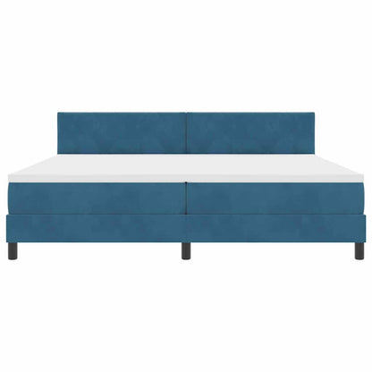 Postel S Boxspringem S Čelo Tmavě Modrá 200 X 200 Cm Samet