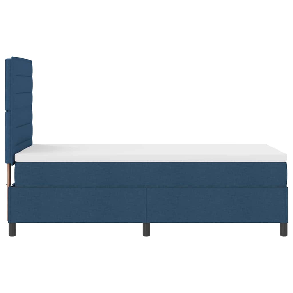 Postel S Boxspringem S Matrací S Čelo Modrá 90 X 190 Cm Textil