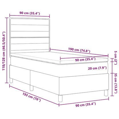 Postel S Boxspringem S Matrací S Čelo Modrá 90 X 190 Cm Textil