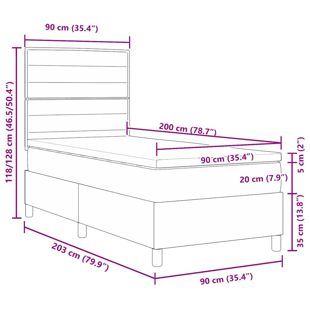 Postel S Boxspringem S Matrací S Čelo Černá 90 X 200 Cm Textil