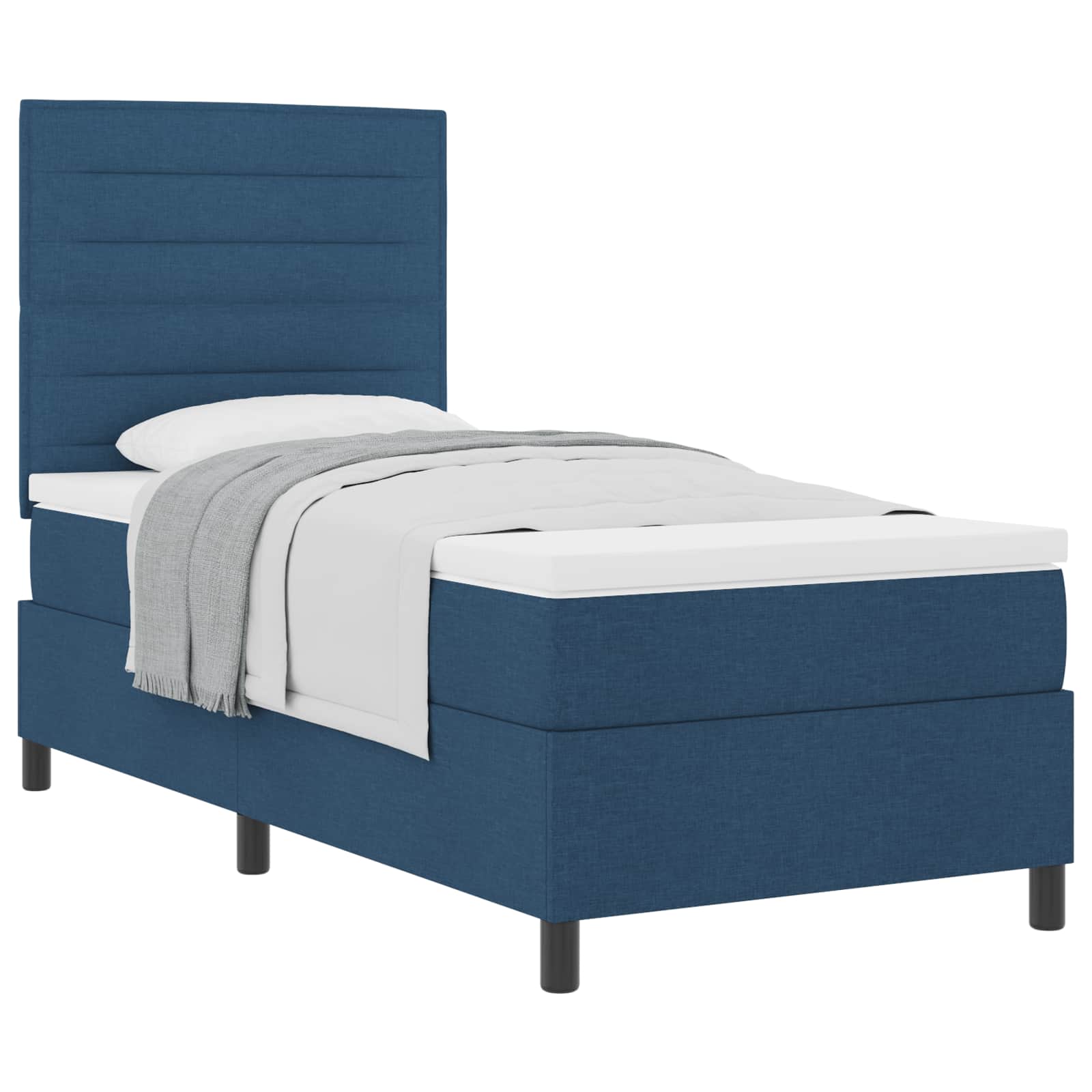 Postel S Boxspringem S Matrací S Čelo Modrá 90 X 200 Cm Textil