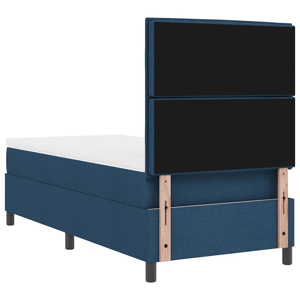 Postel S Boxspringem S Matrací S Čelo Modrá 90 X 200 Cm Textil