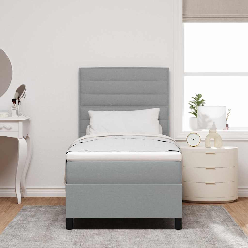 Postel S Boxspringem S Matrací Světle Šedá 100 X 200 Cm Textil