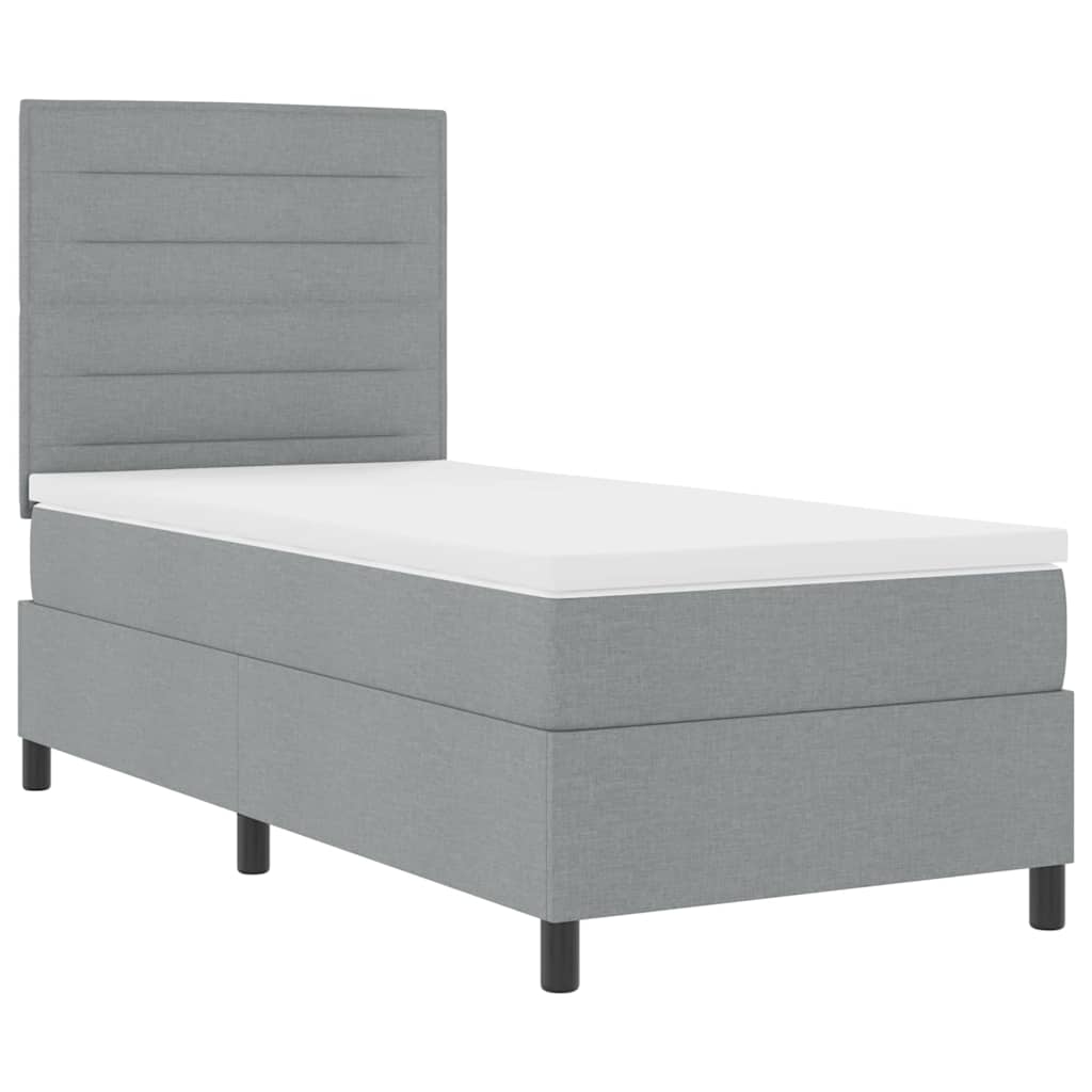 Postel S Boxspringem S Matrací Světle Šedá 100 X 200 Cm Textil