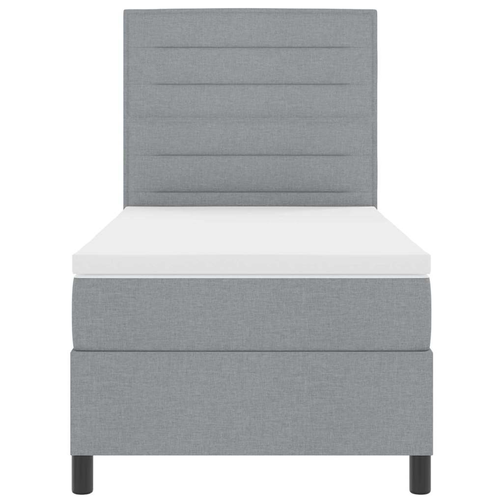 Postel S Boxspringem S Matrací Světle Šedá 100 X 200 Cm Textil