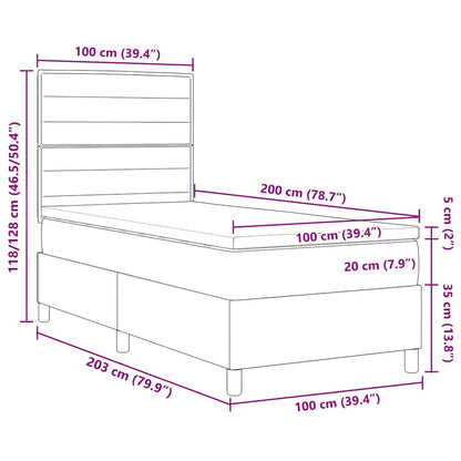 Postel S Boxspringem S Matrací Světle Šedá 100 X 200 Cm Textil