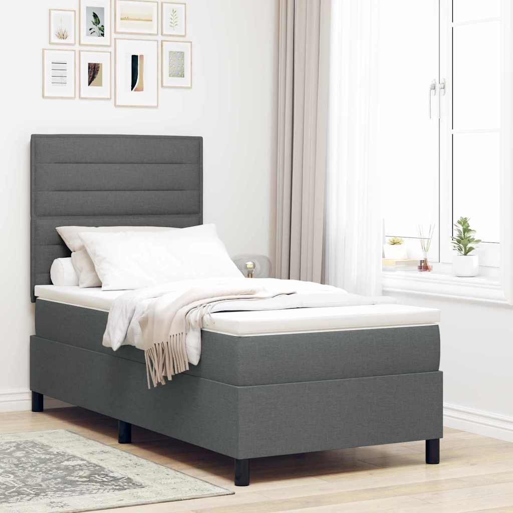 Postel S Boxspringem S Matrací Tmavě Šedá 100 X 200 Cm Textil