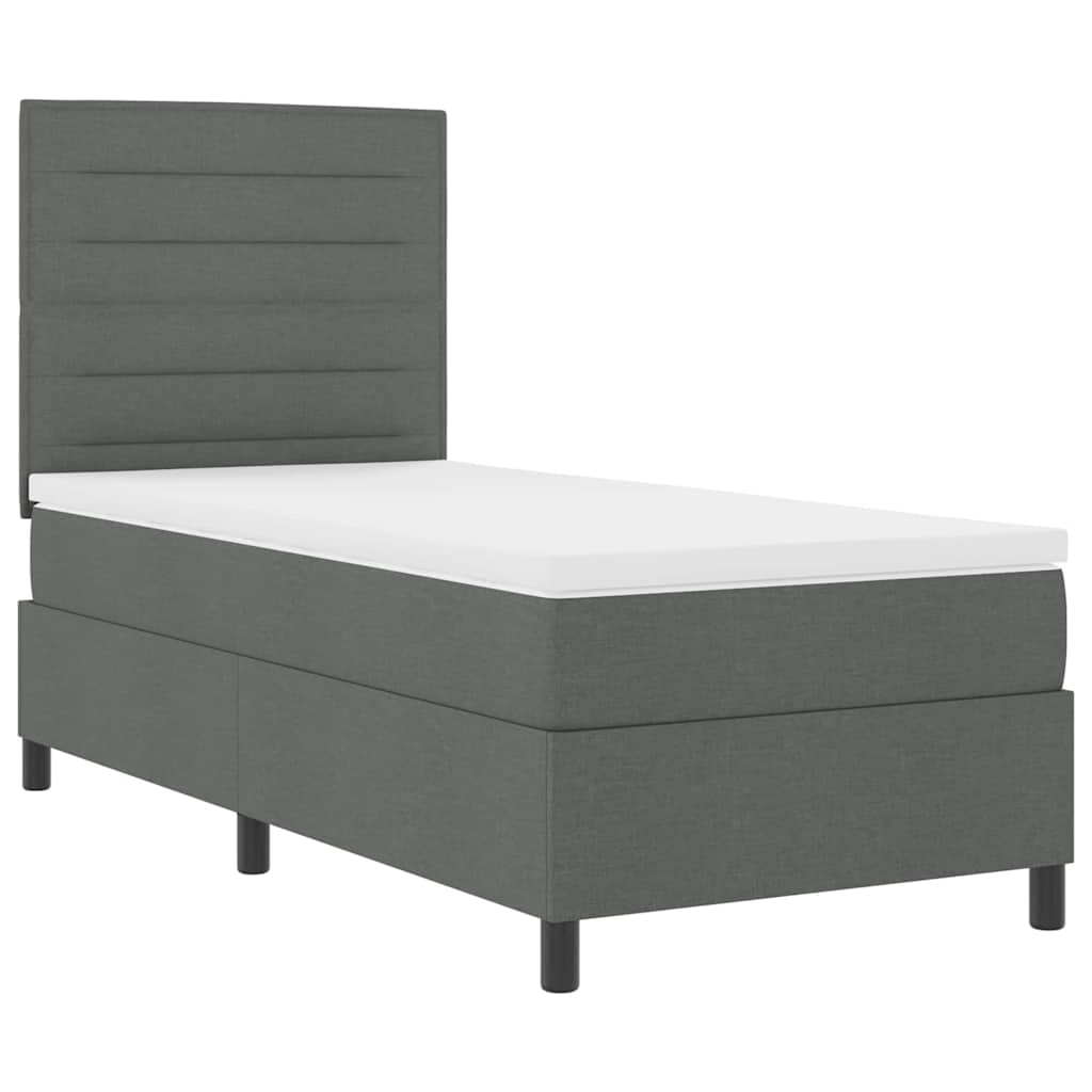 Postel S Boxspringem S Matrací Tmavě Šedá 100 X 200 Cm Textil