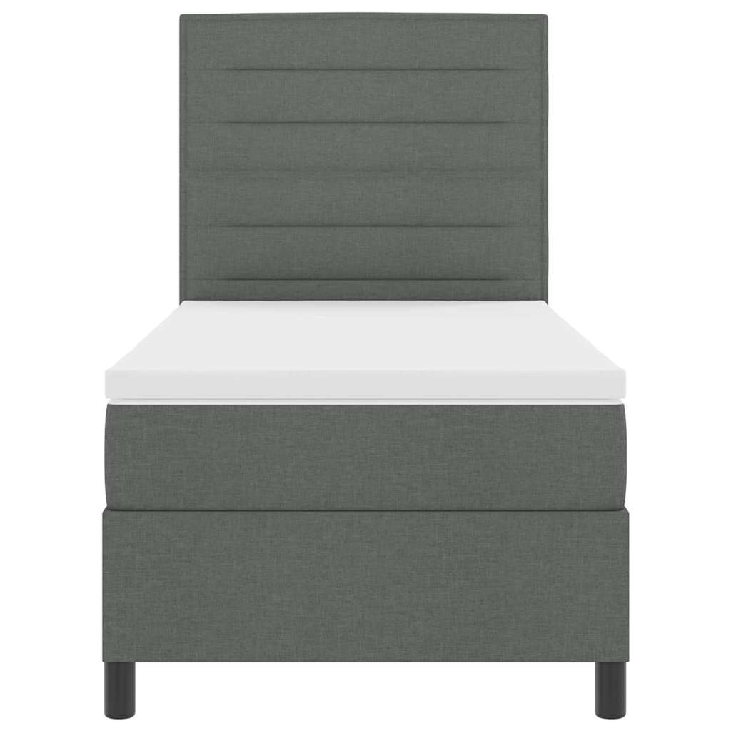 Postel S Boxspringem S Matrací Tmavě Šedá 100 X 200 Cm Textil
