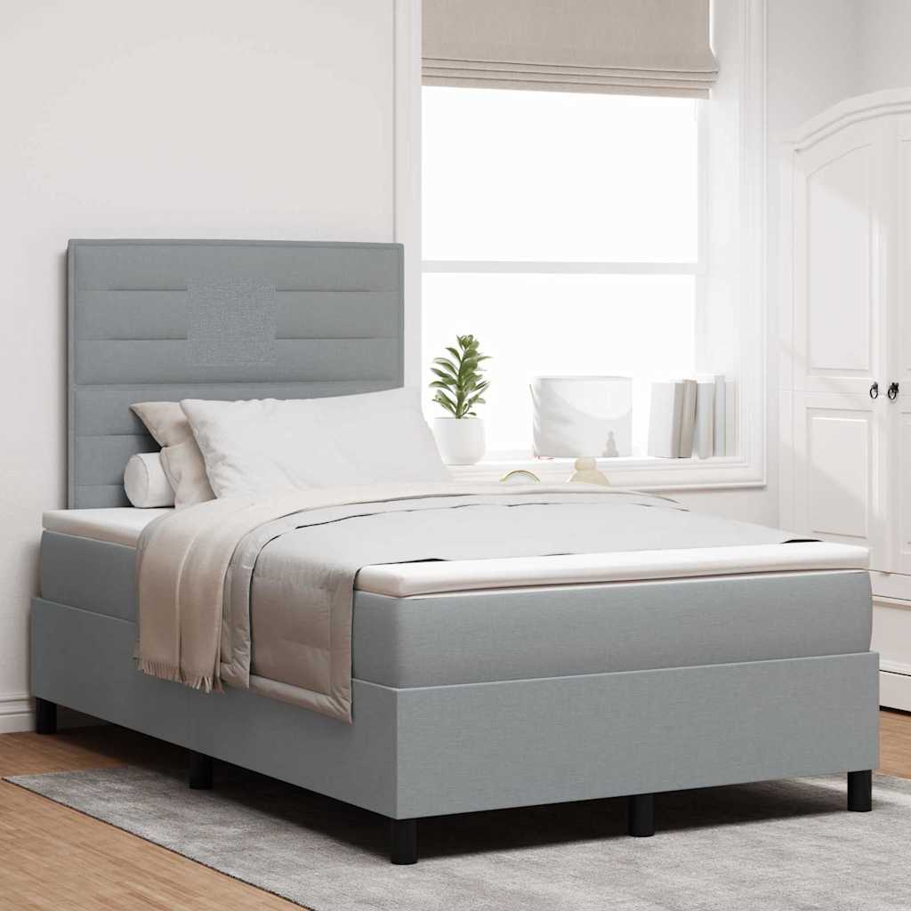 Postel S Boxspringem S Matrací Světle Šedá 120 X 190 Cm Textil
