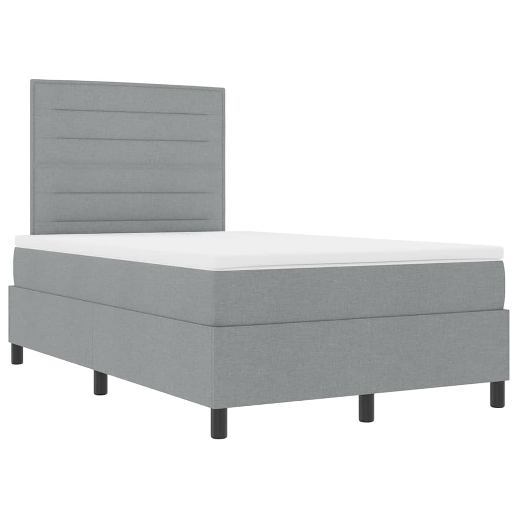Postel S Boxspringem S Matrací Světle Šedá 120 X 190 Cm Textil
