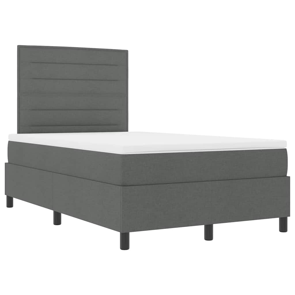 Postel S Boxspringem S Matrací Tmavě Šedá 120 X 190 Cm Textil
