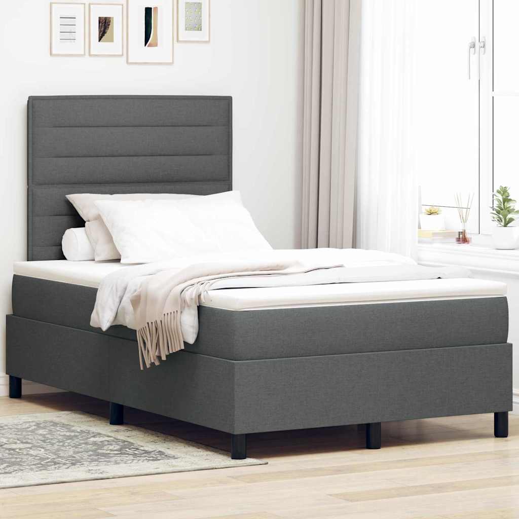 Postel S Boxspringem S Matrací Tmavě Šedá 120 X 200 Cm Textil