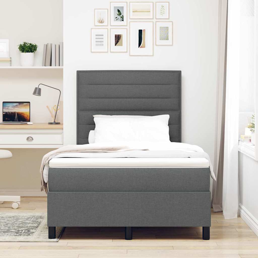 Postel S Boxspringem S Matrací Tmavě Šedá 120 X 200 Cm Textil