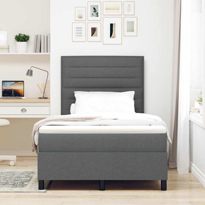 Postel S Boxspringem S Matrací Tmavě Šedá 120 X 200 Cm Textil
