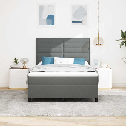 Postel S Boxspringem S Matrací Tmavě Šedá 140 X 190 Cm Textil