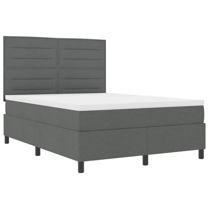 Postel S Boxspringem S Matrací Tmavě Šedá 140 X 190 Cm Textil