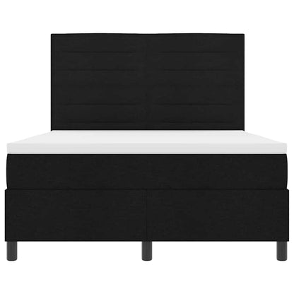 Postel S Boxspringem S Matrací S Čelo Černá 140 X 190 Cm Textil