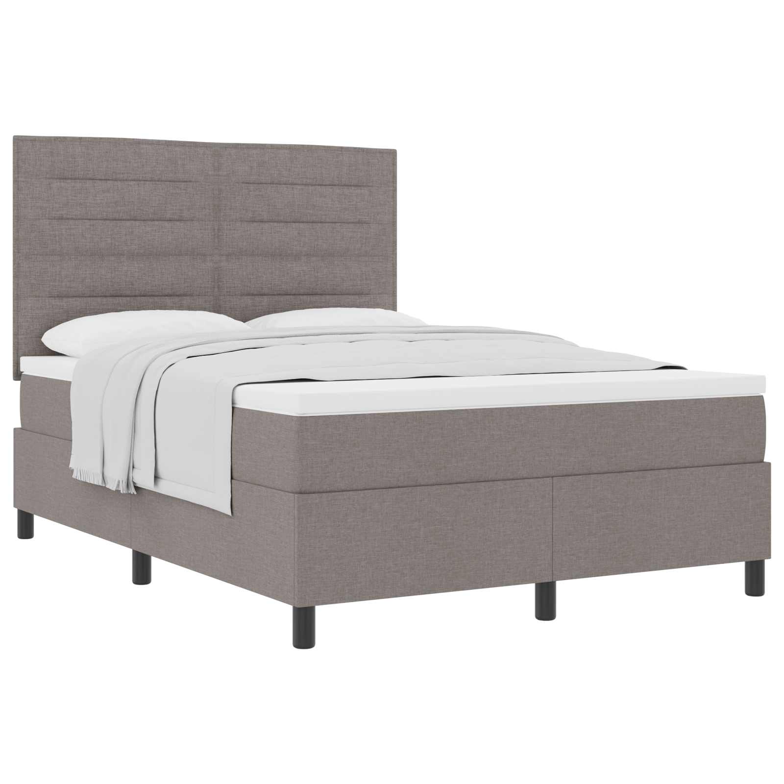 Postel S Boxspringem S Matrací S Čelo Taupe 140 X 190 Cm Textil