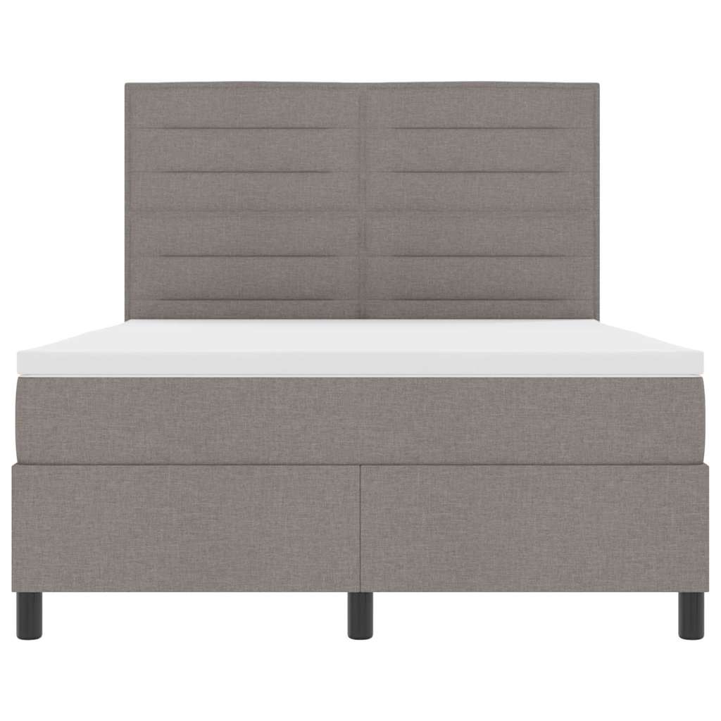 Postel S Boxspringem S Matrací S Čelo Taupe 140 X 190 Cm Textil