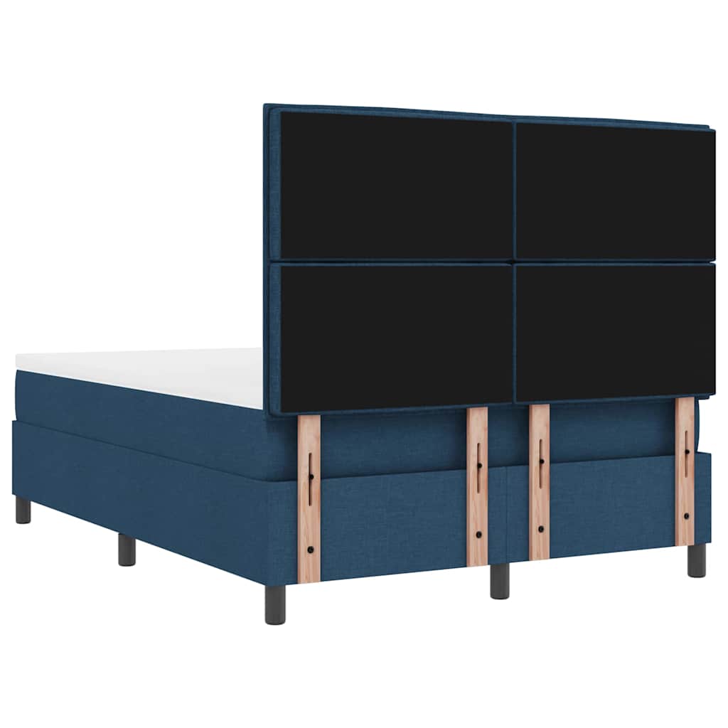 Postel S Boxspringem S Matrací S Čelo Modrá 140 X 190 Cm Textil