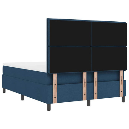 Postel S Boxspringem S Matrací S Čelo Modrá 140 X 190 Cm Textil