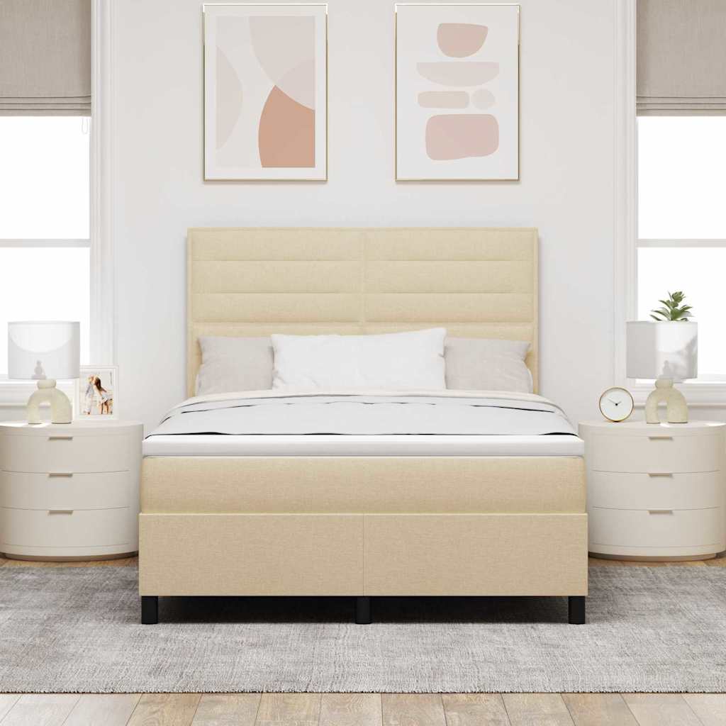 Postel S Boxspringem S Matrací Krémová 140 X 200 Cm Textil