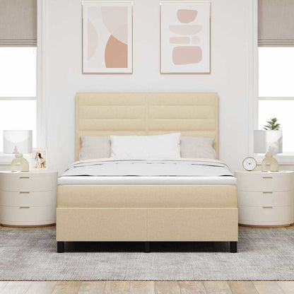Postel S Boxspringem S Matrací Krémová 140 X 200 Cm Textil