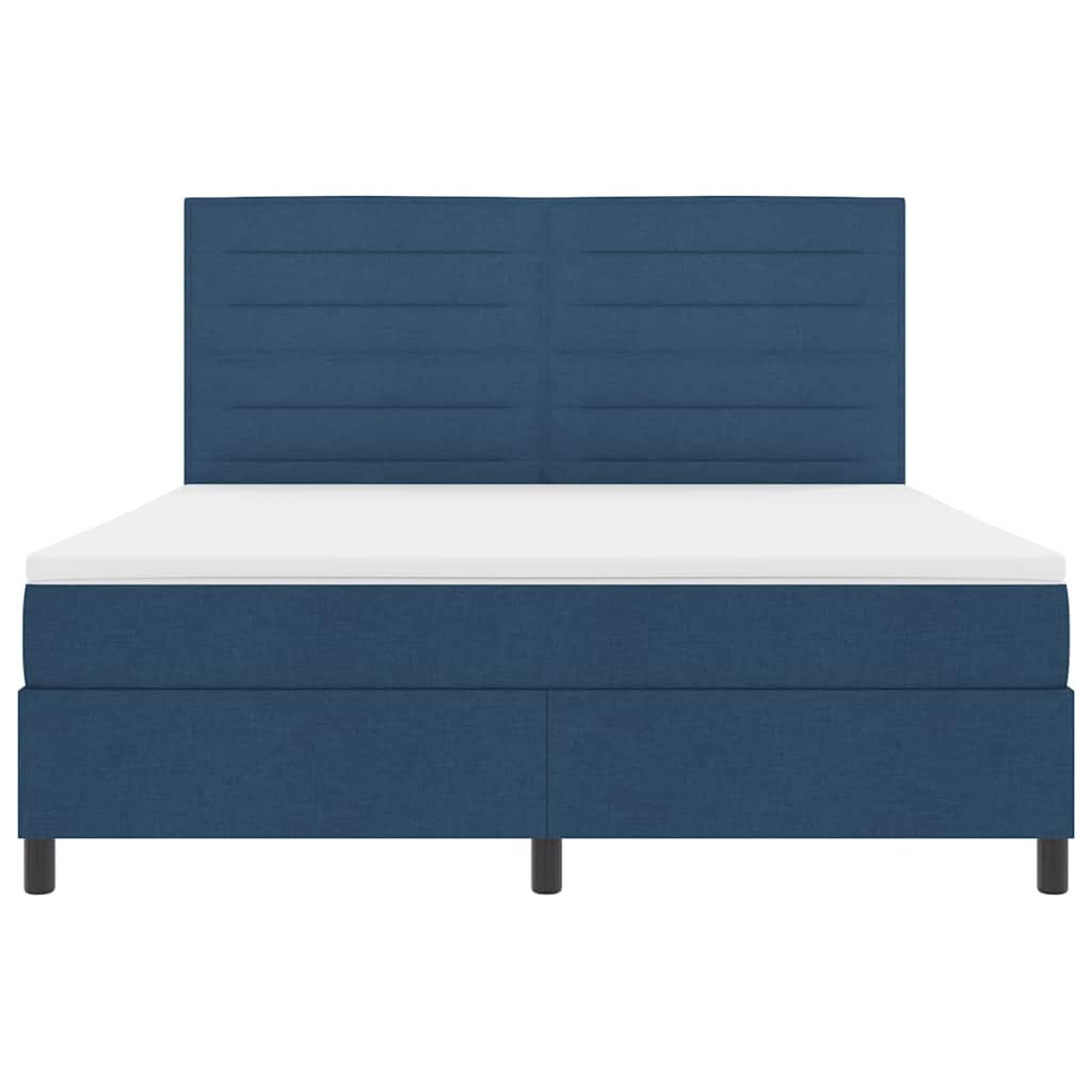 Postel S Boxspringem S Matrací S Čelo Modrá 180 X 200 Cm Textil