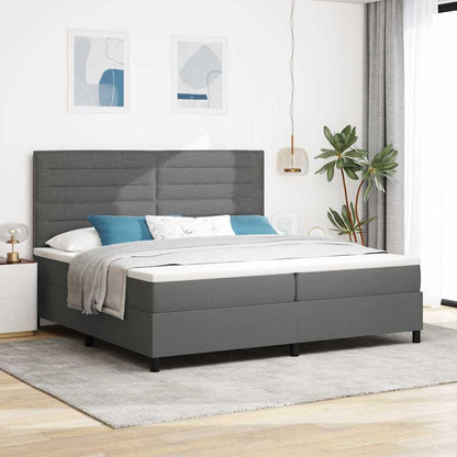 Postel S Boxspringem S Matrací Tmavě Šedá 200 X 200 Cm Textil