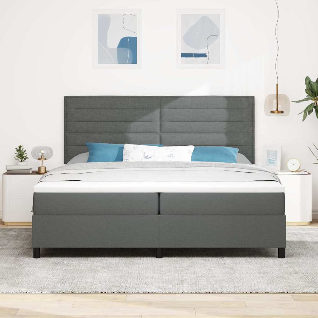 Postel S Boxspringem S Matrací Tmavě Šedá 200 X 200 Cm Textil