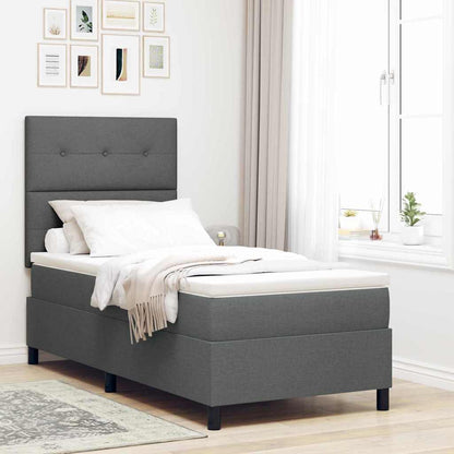Postel S Boxspringem S Čelo Tmavě Šedá 80 X 200 Cm Textil
