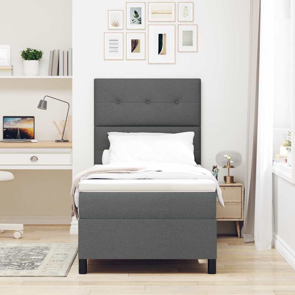 Postel S Boxspringem S Čelo Tmavě Šedá 80 X 200 Cm Textil