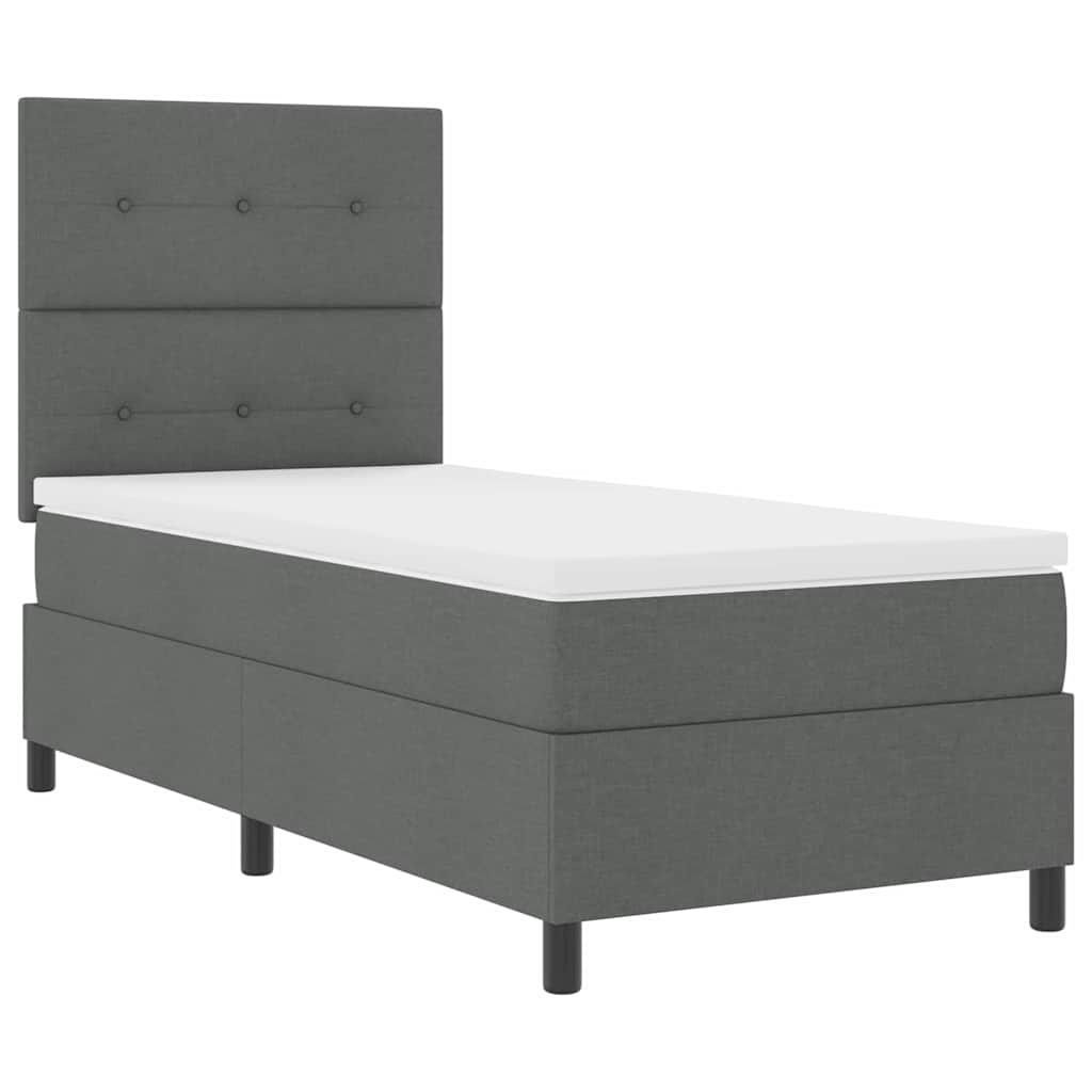 Postel S Boxspringem S Čelo Tmavě Šedá 80 X 200 Cm Textil