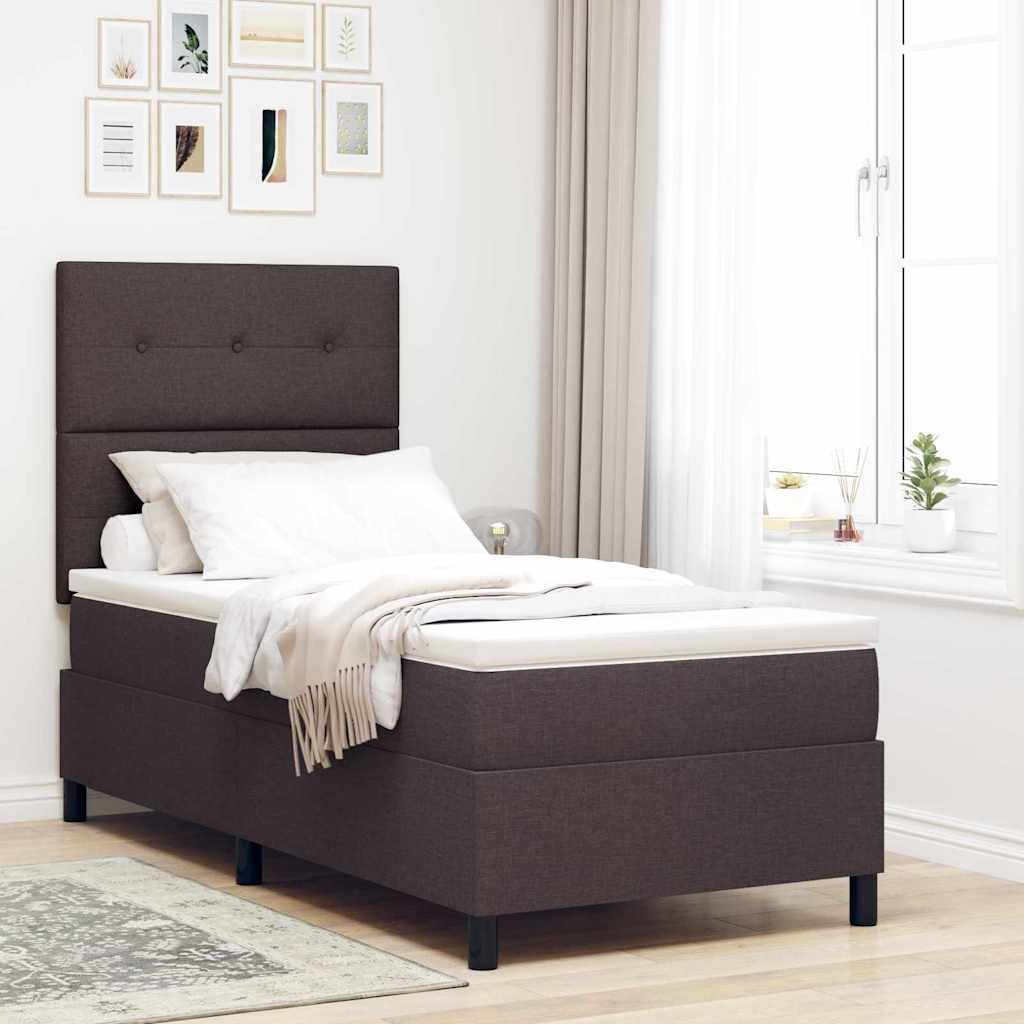 Postel S Boxspringem S Čelo Tmavě Hnědá 80 X 200 Cm Textil