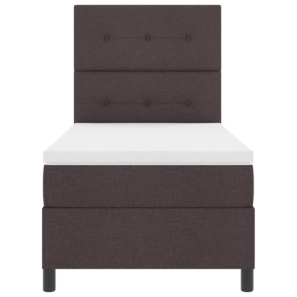 Postel S Boxspringem S Čelo Tmavě Hnědá 80 X 200 Cm Textil