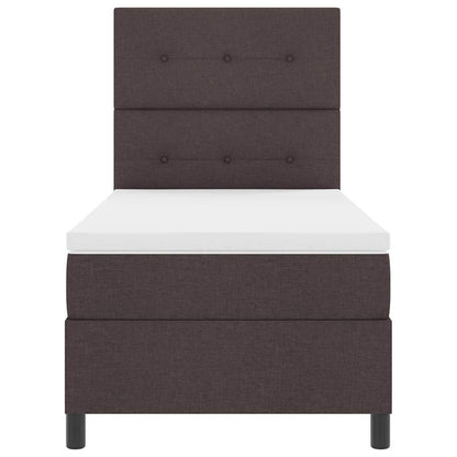Postel S Boxspringem S Čelo Tmavě Hnědá 80 X 200 Cm Textil
