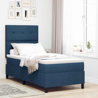 Postel S Boxspringem S Čelo Modrá 80 X 200 Cm Textil