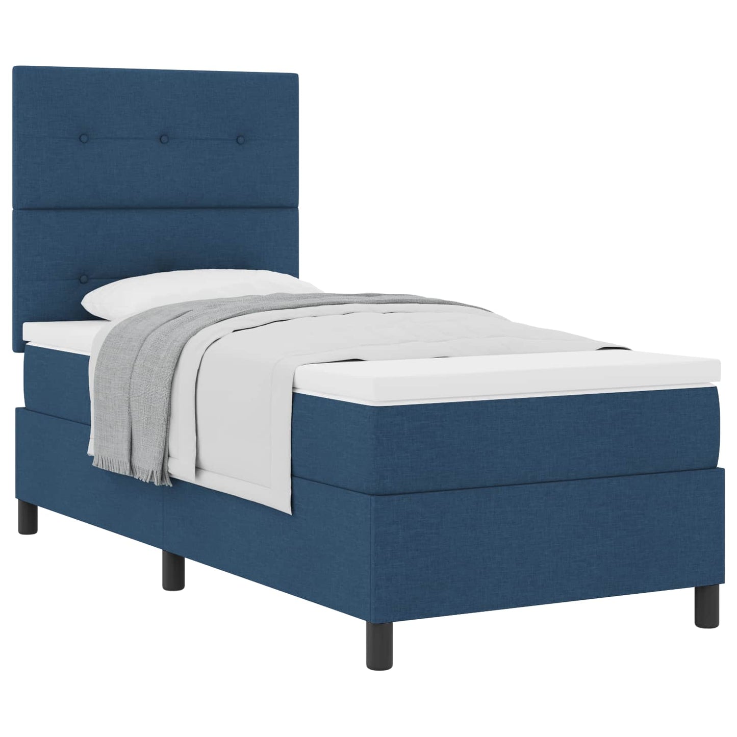 Postel S Boxspringem S Čelo Modrá 80 X 200 Cm Textil