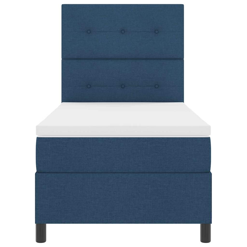 Postel S Boxspringem S Čelo Modrá 80 X 200 Cm Textil