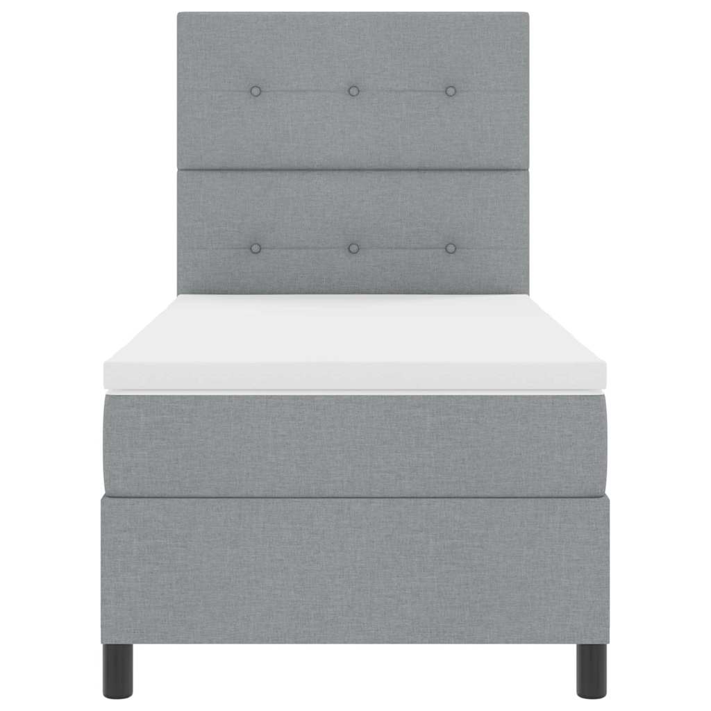 Postel S Boxspringem S Čelo Světle Šedá 90 X 190 Cm Textil