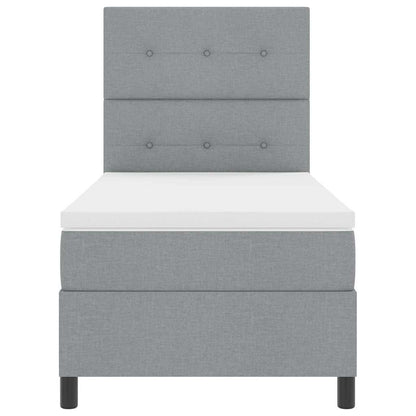 Postel S Boxspringem S Čelo Světle Šedá 90 X 190 Cm Textil