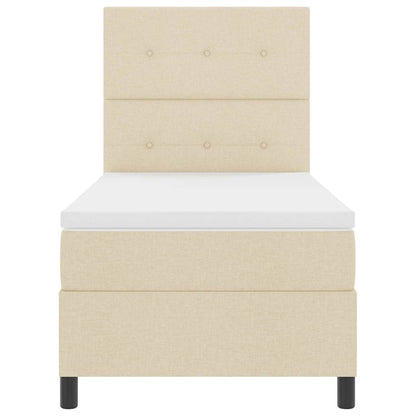 Postel S Boxspringem S Matrací Krémová 90 X 190 Cm Textil
