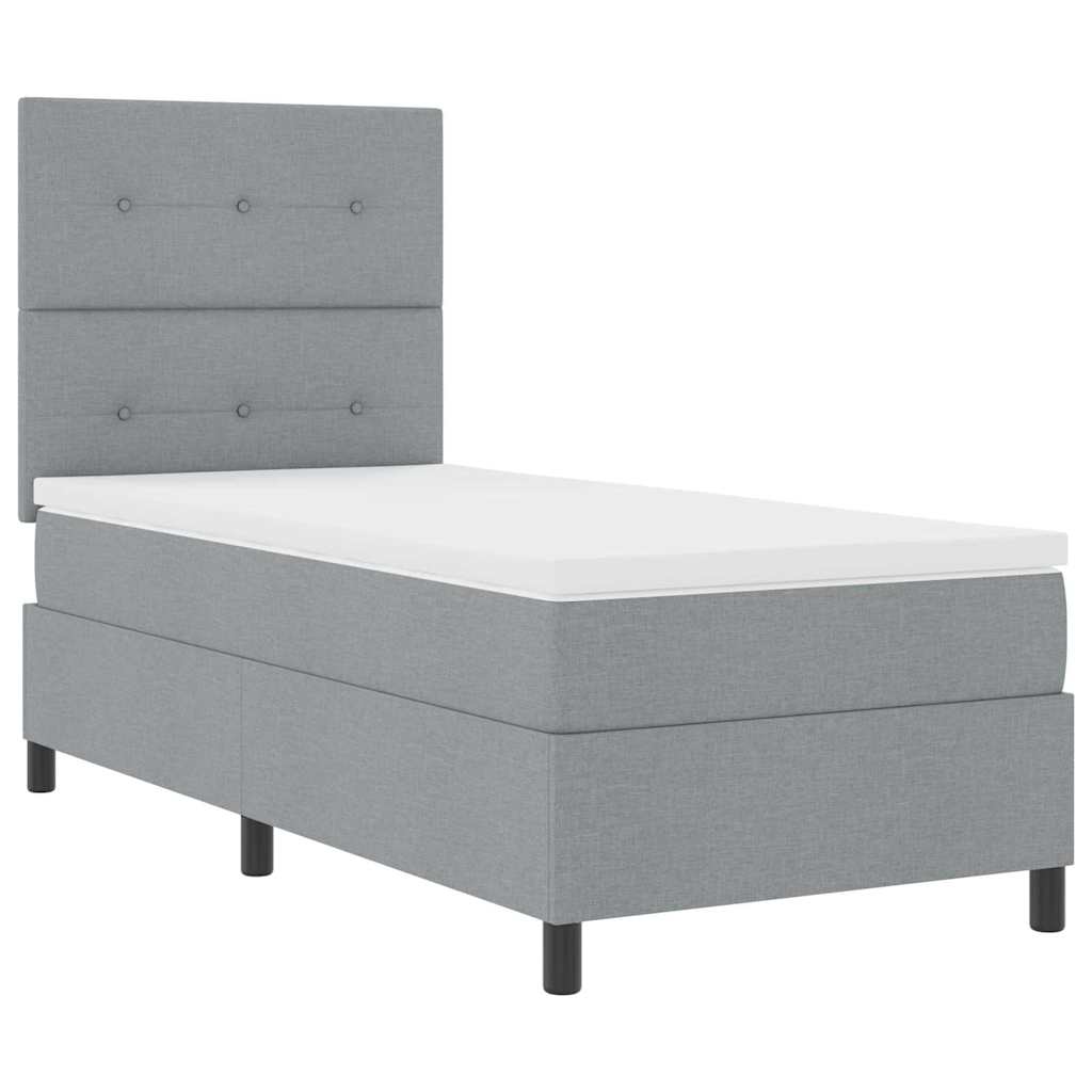 Postel S Boxspringem S Čelo Světle Šedá 90 X 200 Cm Textil