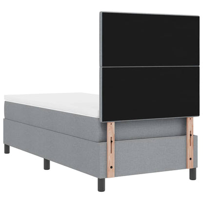 Postel S Boxspringem S Čelo Světle Šedá 90 X 200 Cm Textil
