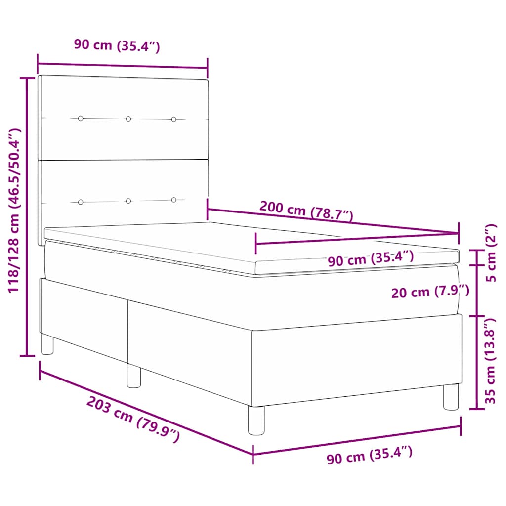 Postel S Boxspringem S Čelo Taupe 90 X 200 Cm Textil